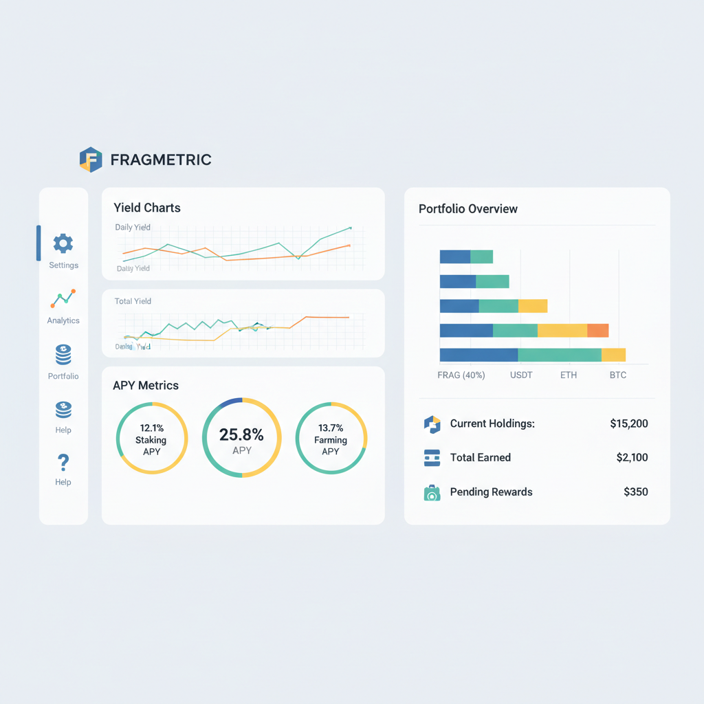 Fragmetric dashboard with yield charts, APY metrics, and portfolio overview